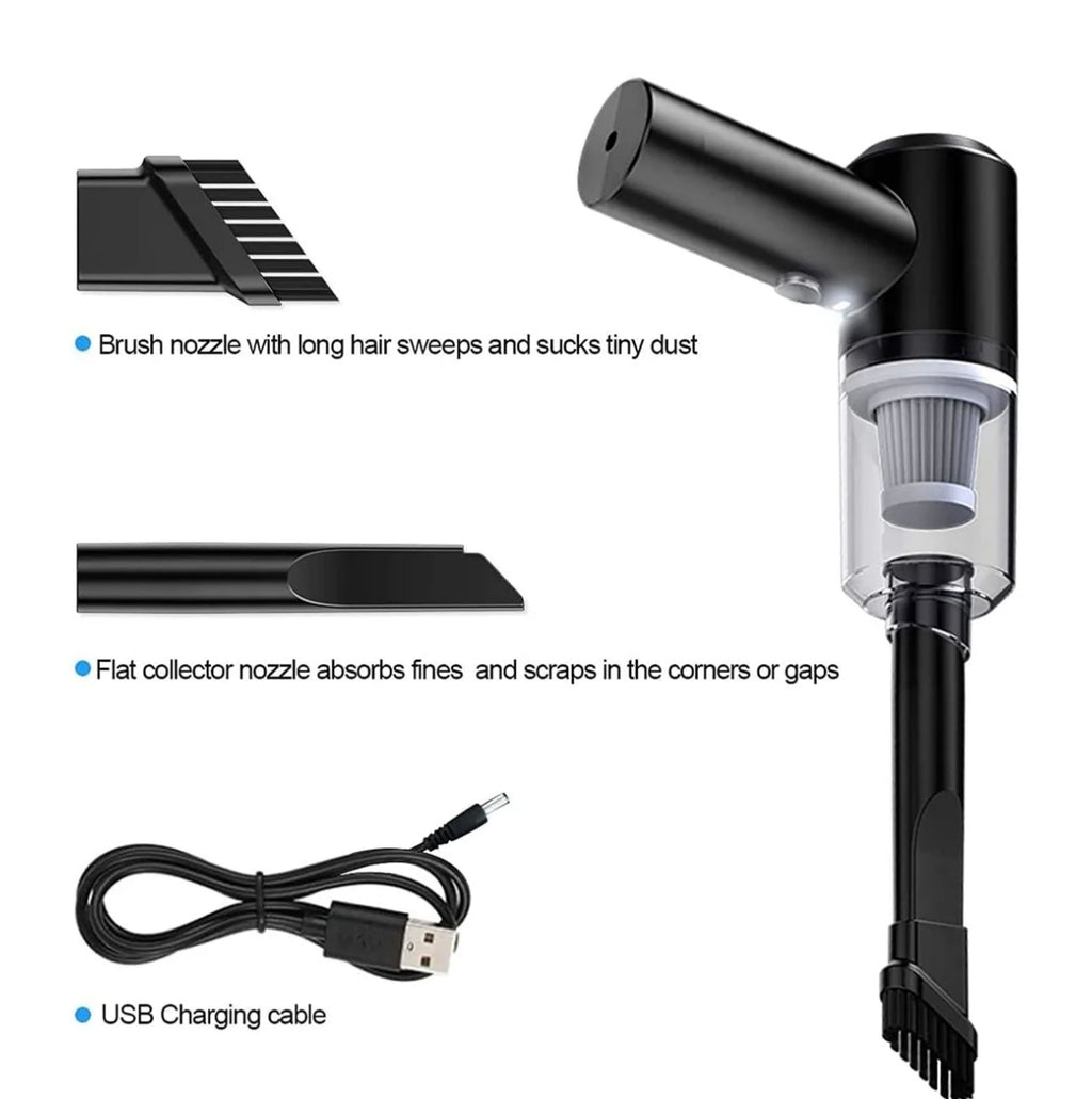 2 in 1 Wireless Vacuum Cleaner – 120W Handheld USB Rechargeable for Home & Car
